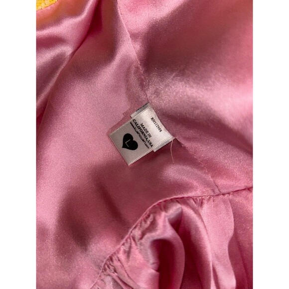 Kushcush Anthropologie Women’s Vintage Silk Tweed Yellow Coat Size L Preppy Y2K - Picture 10 of 11